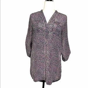 Guess by Marciano Floral Silk Tunic Long Sleeve
